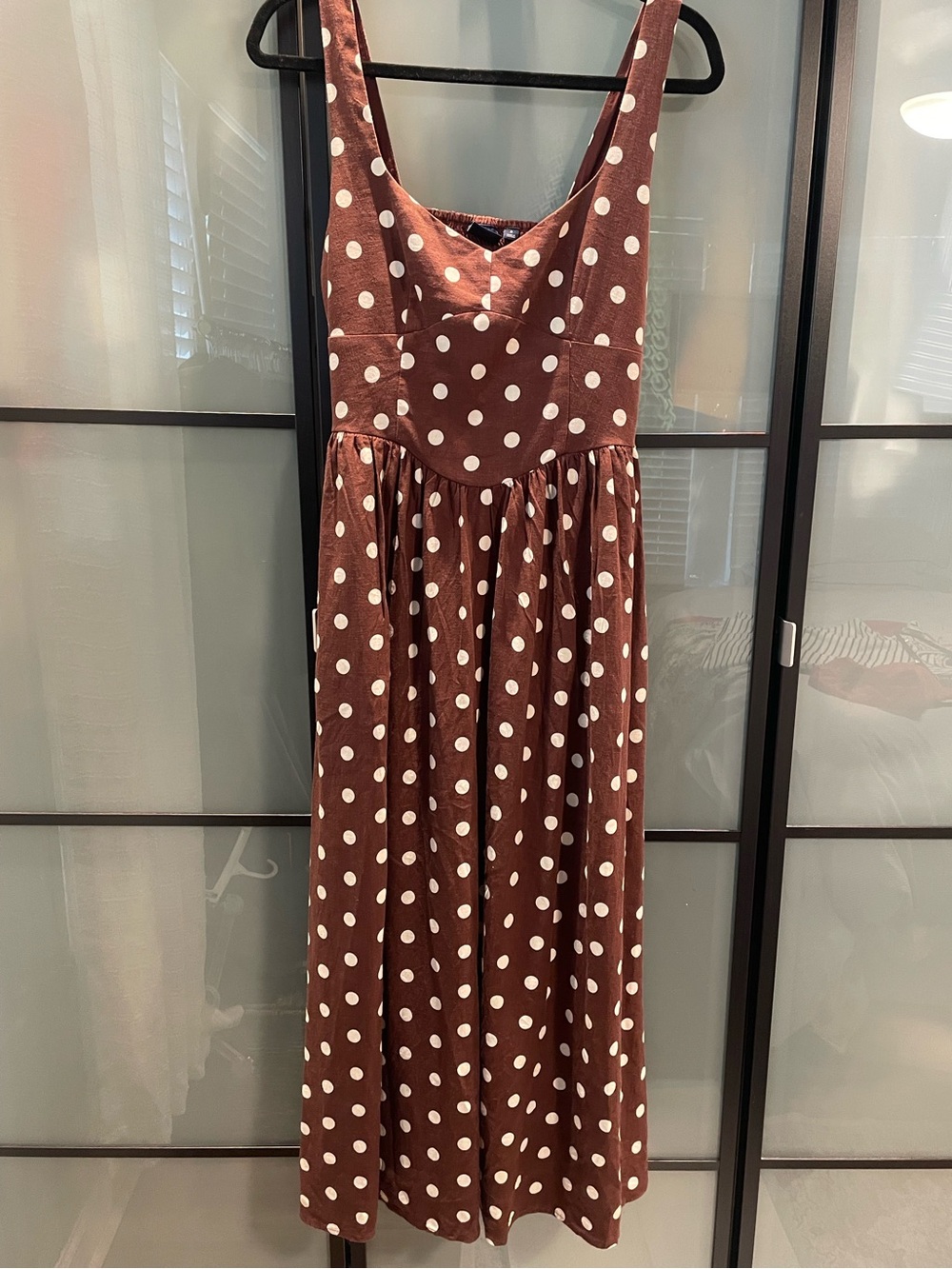 GAP Brown Polka Dot Midi Dress with White Dots EUC!
